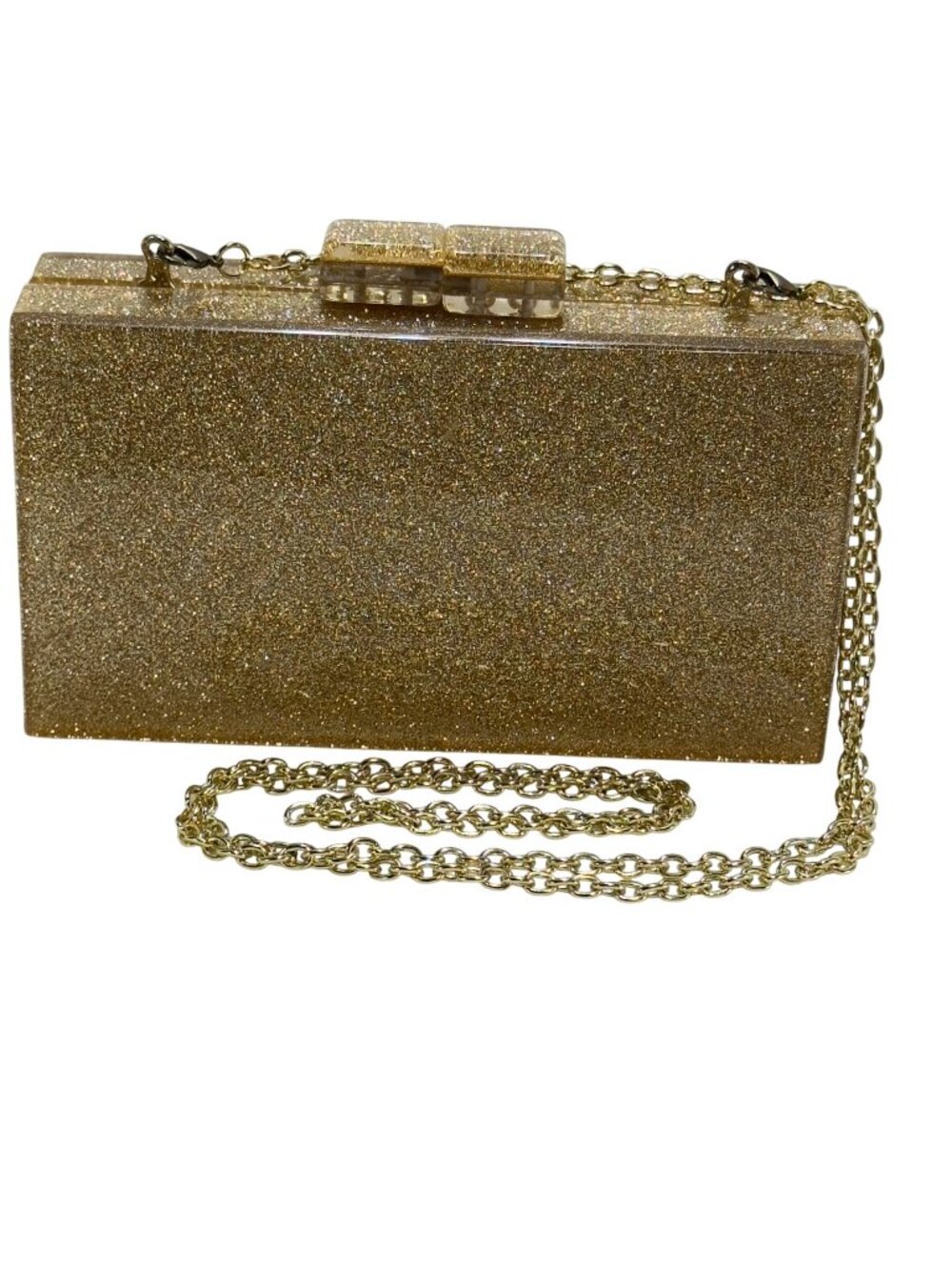 Fornash Women's Acrylic Gold Glitter Clutch Chain Strap magnetic Closure